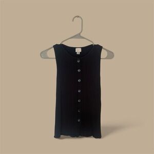 a new day Black Button Down Sleeveless Top